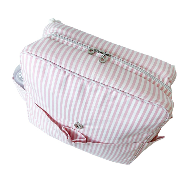 Bolsa com Trocador para Bebê Brooklyn Listrado Médio Rosa