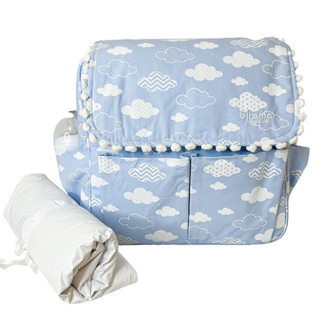 Bolsa com Trocador para Bebê Brooklyn Nuvem Azul