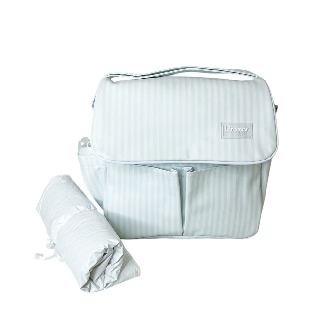 Bolsa com Trocador para Bebê Brooklyn Vinil Listrado Mint