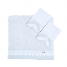 Boquinha Fralda Cremer 3 Peças para Bebê Brooklyn Chevron Cinza/Azul