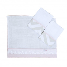 Boquinha Fralda Cremer 3 Peças para Bebê Brooklyn Chevron Cinza/Rosa