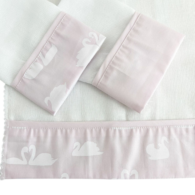 Boquinha Fralda Cremer 3 Peças para Bebê Cisne Rosa