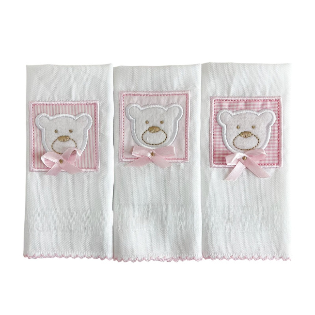 Boquinha Fralda Cremer 3 Peças para Bebê Premiere Rosa