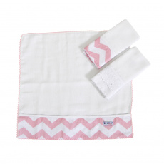 Boquinha Fralda Cremer 3 Peças para Bebê Soho Chevron Rosa