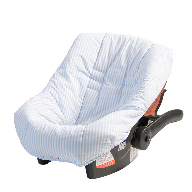 Capa para Bebê Conforto Ajustável Listrado Médio Azul