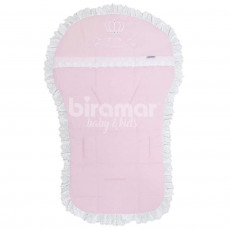 Capa para Carrinho de Bebê Babado Bordado Inglês Bordada Sophie Rosa