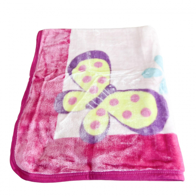 Cobertor Raschel para Bebê 100% Poliéster Borboletas Rosa