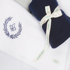 Cobertor Soft para Bebê 02 Peças Fleur de Lis Marinho