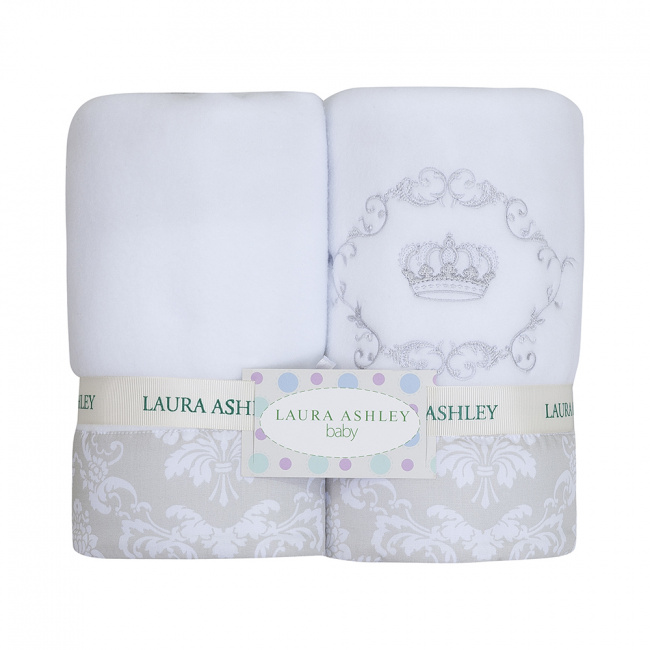 Cobertor Soft para Bebê Bordado Damask Branco
