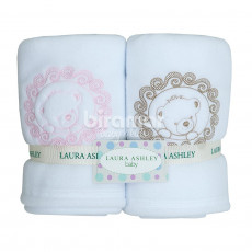 Cobertor Soft para Bebê Bordado Teddy Bear Rosa
