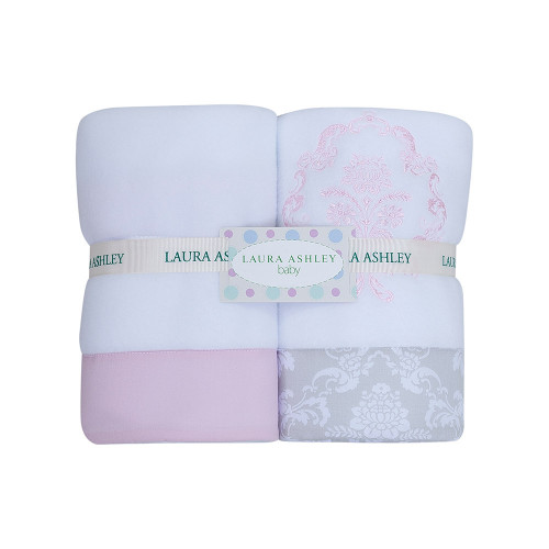 Cobertor Soft para Bebê Bordado Venetia Cinza/Rosa
