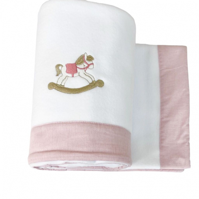 Cobertor Soft para Bebê Cavalinho de Pau Rosê