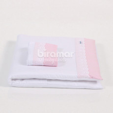 Colchonete para Carrinho de Bebê com Fronha Malha Cordão Rosa