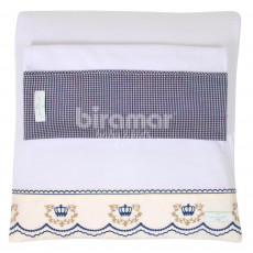 Colchonete para Carrinho de Bebê com Fronha Malha Nuit Bege e Marinho