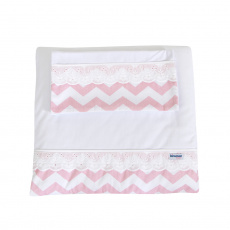 Colchonete para Carrinho de Bebê com Fronha Malha Soho Chevron Rosa