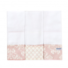 Conjunto 3 Fraldas para Bebê Cremer Luxo Barrado Jardim Secreto Rosa
