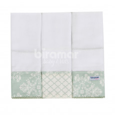 Conjunto 3 Fraldas para Bebê Cremer Luxo Barrado Jardim Secreto Verde
