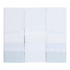 Conjunto 3 Fraldas para Bebê Cremer Luxo Bordado Inglês Harry Azul