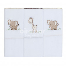 Conjunto 3 Fraldas para Bebê Cremer Luxo Bordado Savanah Nude