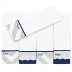 Conjunto 5 Fraldas para Bebê Cremer Estampa Brooklyn Chevron Cinza/Marinho