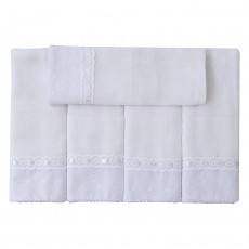 Conjunto 5 Fraldas para Bebê Cremer Luxo Barrado Laise Chantilly Branco