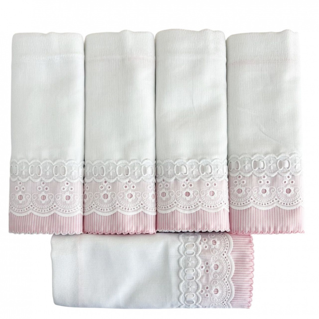 Conjunto 5 Fraldas para Bebê Cremer Luxo Bless Rosa