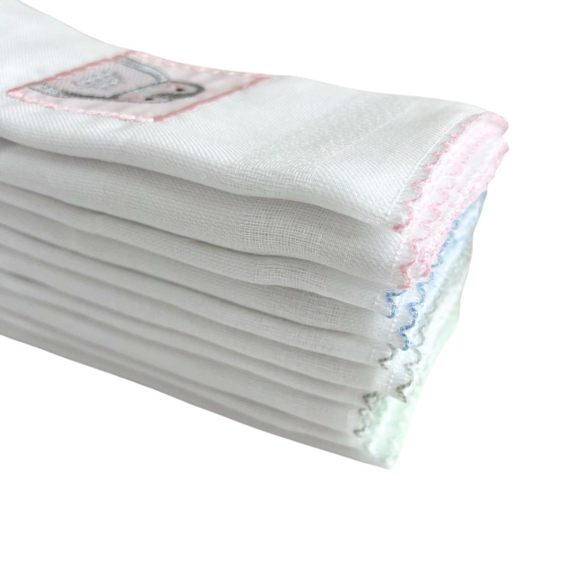Conjunto 5 Fraldas para Bebê Cremer Luxo Bordado Bichinhos Zoo
