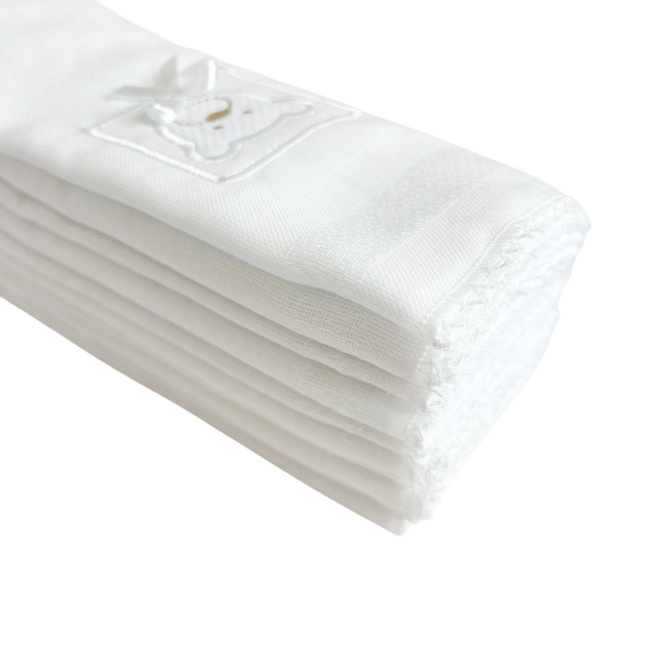 Conjunto 5 Fraldas para Bebê Cremer Luxo Bordado Premiere Branco