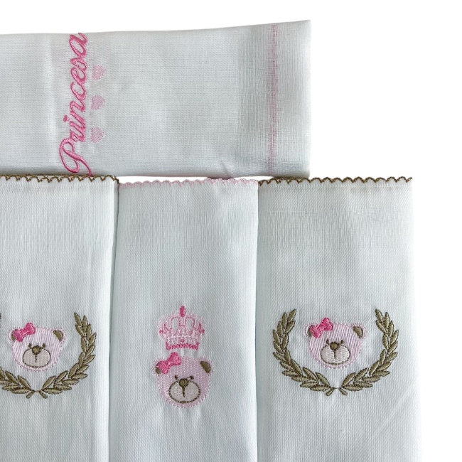 Conjunto 5 Fraldas para Bebê Cremer Luxo Chegou uma Princesa Rosa