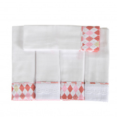 Conjunto 5 Fraldas para Bebê Cremer Luxo London Rosa