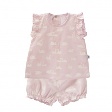 Conjunto Batinha Curto para Bebê 2 Peças RN Cisne Rosa
