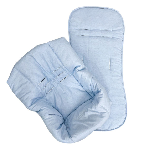 Conjunto Capa para Carrinho + Bebê Conforto Linho Azul