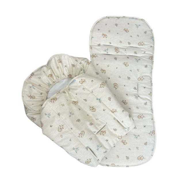 Conjunto Capa para Carrinho + Bebê Conforto Linho Bosque Encantado