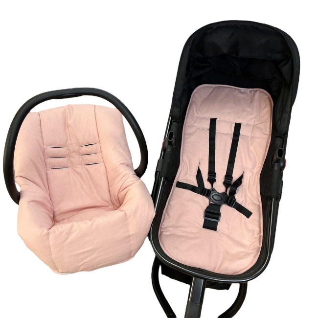Conjunto Capa para Carrinho + Bebê Conforto Linho Rosê