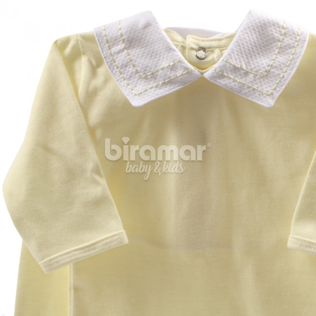 Conjunto Clássico 2 Peças para Bebê Gola Piquê Pontilhado Amarelo - Tamanho Único
