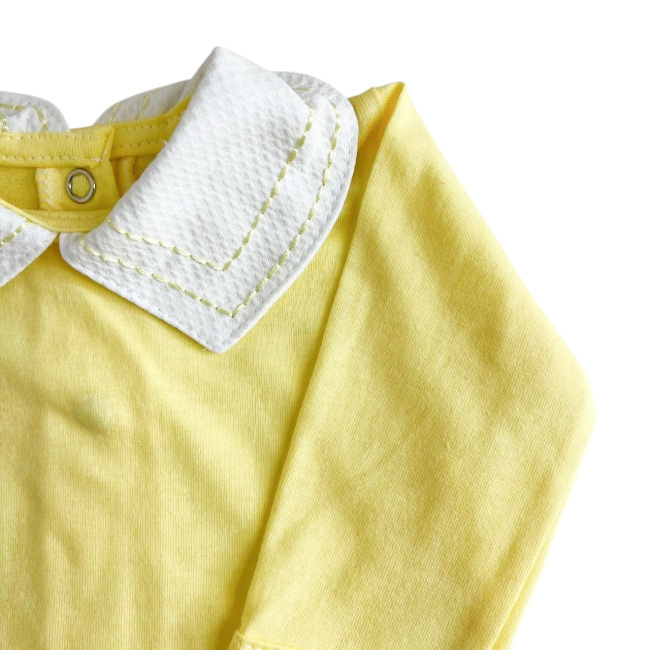 Conjunto Clássico 2 Peças para Bebê Gola Piquê Pontilhado Amarelo - Tamanho Único