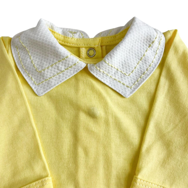 Conjunto Clássico 2 Peças para Bebê Gola Piquê Pontilhado Amarelo - Tamanho Único