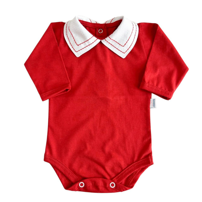 Conjunto Clássico 2 Peças para Bebê Gola Piquê Pontilhado Vermelho - Tamanho Único