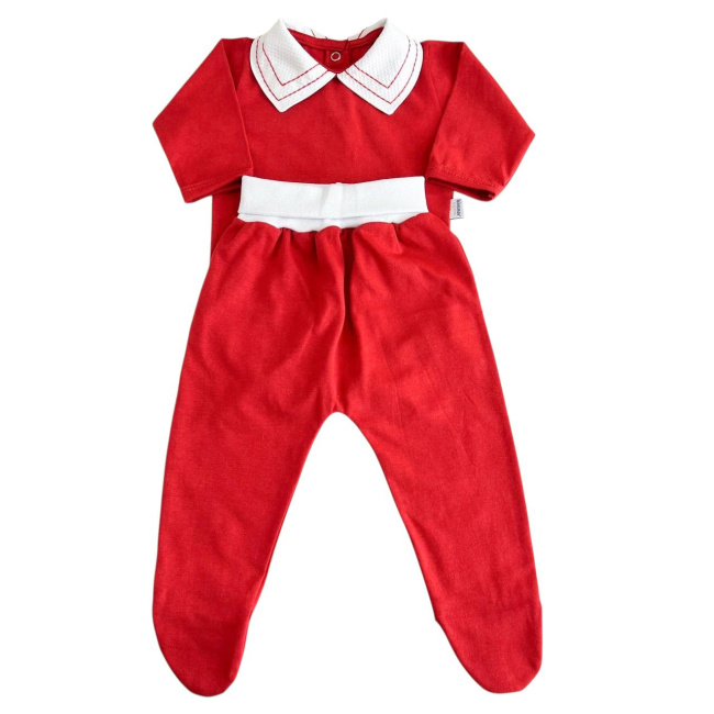 Conjunto Clássico 2 Peças para Bebê Gola Piquê Pontilhado Vermelho - Tamanho Único