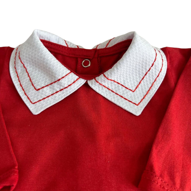 Conjunto Clássico 2 Peças para Bebê Gola Piquê Pontilhado Vermelho - Tamanho Único