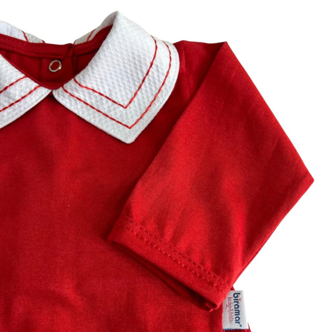 Conjunto Clássico 2 Peças para Bebê Gola Piquê Pontilhado Vermelho - Tamanho Único