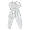 Conjunto Clássico 2 Peças para Bebê Gola Piquet Branco/Pontilhado Azul - Tamanho Único