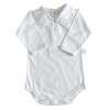 Conjunto Clássico 2 Peças para Bebê Gola Piquet Branco/Pontilhado Azul - Tamanho Único