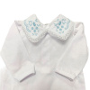 Conjunto Clássico 2 Peças para Bebê Gola Piquet Passarinho Branco/Azul - Tamanho Único