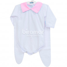 Conjunto Clássico para Bebê 2 Peças Listrado Rosa - Tamanho Único