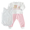 Conjunto Pagão 3 Peças Bordado Teddy Bear Rosa - Tamanho Único