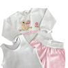 Conjunto Pagão 3 Peças Bordado Teddy Bear Rosa - Tamanho Único