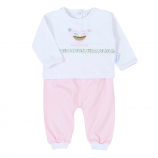 Conjunto Pagão para Bebê 3 Peças Bordado Amor Perfeito Rosa - Tamanho Único