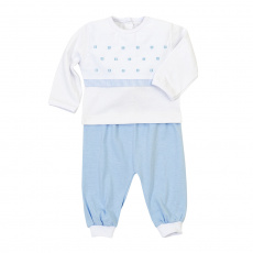 Conjunto Pagão para Bebê 3 Peças Bordado Bless Azul - Tamanho Único