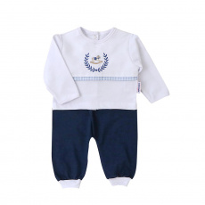 Conjunto Pagão para Bebê 3 Peças Bordado Cavalinho de Pau Azul - Tamanho Único
